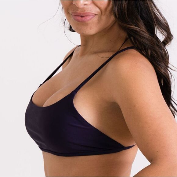 NWT: 2/$12 Scoop Bikini Tops in Green Palm and Deep Purple in Large - Picture 3 of 13